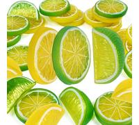 30 Pcs Rodajas de Limón Artificiales y Limones Decorativos de Plástico Fruta Realista de Simulación para Fotos Centro de Mesa Decoración Cocina Boda Fiesta Manualidades DIY y Accesorio Fotográfico