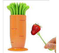 30 PCS Tenedores Pequeños, Juego de Tenedores para Zanahorias, Palillos de Dientes, Palillos para Niños Frutas, Mini Tenedores Infantiles Reutilizables de Frutas (Zanahoria)