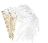30 Pcs Varitas de Boda Serpentinas De Cintas De Boda Varitas De Cinta Varitas blancas Con Serpentinas de Boda Con Campana para Cumpleaños,Navidad,Decoraciones de Fiesta,Blanco