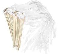 30 Pcs Varitas de Boda Serpentinas De Cintas De Boda Varitas De Cinta Varitas blancas Con Serpentinas de Boda Con Campana para Cumpleaños,Navidad,Decoraciones de Fiesta,Blanco