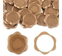 30 pegatinas de lacre con texto, estilo botánico, autoadhesivas, for sobres de invitaciones de boda, color dorado(Style 04)