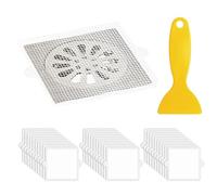 30 pegatinas de malla de drenaje, 1 rascador, adhesivo de malla de gasa, red de filtro antiobstrucción, adhesivo de drenaje de suelo de malla, filtro de drenaje