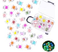30 pequeñas tortugas de resina con 1 caja de equipaje, mini animales de resina que brillan en la oscuridad para esconder tortugas marinas, figuras que brillan en la oscuridad para jardín de hadas