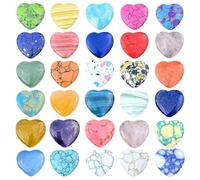 30 piedras en forma de corazón, coloridas cuentas de corazón únicas, elegantes y hermosas gemas gruesas a granel para aliviar el estrés del día de San Valentín.