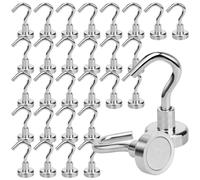 30 Piezas Ø16mm Ganchos Magnéticos, Imanes con Gancho 8KG/17.6LBS, Gancho Iman Plata para Refrigerador