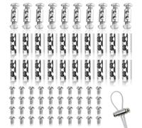 30 Piezas Abrazadera de Cable, Perrillos Cable Acero 3 MM Abrazaderas Cuerda Con 60 Tornillos Pinzas Alambre Metal Hebilla Autoblocante para Cuerdas Tienda Campaña