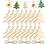 30 Piezas Adornos de Madera de Colgantes de Navidad Árbol de Navidad para DIY Adornos Arbol de Navidad