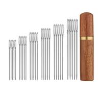 30 Piezas Agujas de Coser de Ojo Grande, Aguja de Tapicería de 6 Tamaños con Caja de Agujas de Madera Aguja de Lana de Acero Inoxidable para Coser a Mano Bricolaje