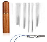 30 Piezas Agujas para Coser a Mano,6 Tamaños Agujas Autoenhebrables,Agujas de Coser Autoenhebrar Agujas Ciegas con Estuche de Madera para Personas Mayores y Ciegas