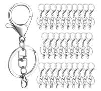 30 Piezas Anillas Llaveros de Langosta con Clip Giratorio con División Plana,Plata Llavero Mosqueton,Ganchos de Langosta Keychain Cadena de Extensión para Bricolaje Llavero,Joyería