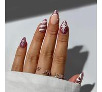 30 piezas arcos tiras de remolino uñas postizas prensa de Navidad en las uñas palo brillante en las uñas FRCNCH Uñas artificiales
