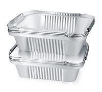 30 Piezas Bandejas de Aluminio, Bandeja de Goteo Barbacoa Parrilla de Aluminio con Tapa, Plato de Repostería Recipientes de Aluminio para Hornear Asar Parrilla Cocinar - 600ml