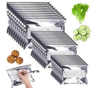 30 Piezas Bolsas Congelacion Reutilizables, Bolsas Zip Alimentos para Congelar, Bolsa Congelados con Etiqueta Preimpresa, Cierre de Aluminio Bolsa Herméticas para Fruta, Verdura y Carne (3 Tamaños)