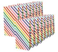 30 Piezas Bolsas de Obsequio de Papel Especial Coloridas | Rayas Multicolor, para Galletas y Palomitas, Plegables y Reutilizables, Pack Decorativo para Fiestas