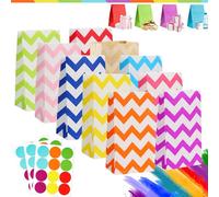 30 Piezas Bolsas Regalo 24x13x8cm con 36 Pegatinas,Bolso Pequeño de Papel Onda,Bolsitas Galletas Caramelos de Niños,Regalos para Fiestas Cumpleaños,Navidad,Bodas,Halloween,Bolsas de Regalo Coloridas
