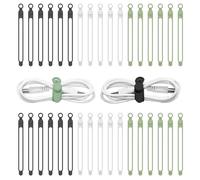 30 Piezas Bridas Reutilizables 3 Colores, Organizador Cables de Caucho, Sujeta Cables Extensibles, Cable Organizer Management Multifunción para Cables para el Hogar la Oficina