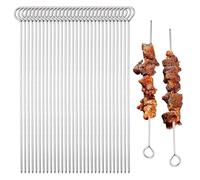 30 Piezas Brochetas Acero Inoxidable,25 cm Pinchos para Brochetas,Reutilizable Brocheta for Barbacoa,Palos Pinchitos Metal,Fácil de Limpiar,Brochetas para Barbacoa Acero Inoxidable