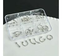 30 piezas/caja de adornos para uñas estilo punk, perforantes, de metal 3D, plateados y negros, con remaches perforables, para decoración de uñas, manicura moderna para chicas, n.° 1