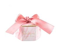 30 piezas caja de dulces de papel cajas de regalo banquete de boda favorece la cinta((Rosado))