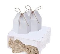 30 Piezas Caja Papel Kraft Regalo, Caja del Favor De La Boda, Caja de Regalo de Fiesta de Bricolaje, Cajas para Chuches, Fiestas de Cumpleaños, Aniversarios (Blanco)