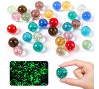30 Piezas Canicas para Niños,Canicas de Cristal Coloridas,Canicas Grandes de 16 mm con Caja,Canicas Que Brillan En La Oscuridad para Juegos de Canicas, Manualidades y Decoración (10 Colores)