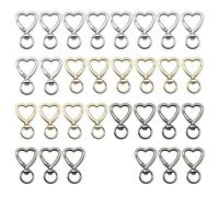 30 Piezas cierre de amor en forma de corazón,de Llaveros con Mosquetón de Corazón Plateado,Llavero Giratorio,Mosquetón,Llavero,Accesorios para Llaveros,Gancho para Bolsos,Accesorios para Monederos