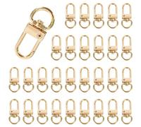 30 Piezas Cierre de Langosta Giratorio Metal, Giratoria Clave Cierres, Mosquetones Pequeños 33 mm de Largo, para Llavero Bolsas de Bricolaje Joyas Manualidades (Oro)