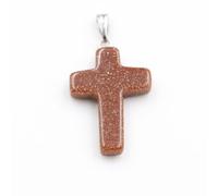 30 Piezas Colgante de Cruz de Piedra Natural, Perforación Lateral | Preparado para Colgar, para Artesanía Religiosa, Pieza Focal, Adornos de Bolso, Talleres Dominicales Color Aleatorio