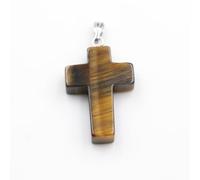 30 Piezas Colgante de Cruz de Piedra, Perforación Lateral | Piedra Natural, Fácil de Ensartar, para Llaveros y Pieza Focal, Adecuado para Manualidades y Talleres Color Aleatorio
