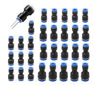 30 Piezas Conector Neumático Reductor 4-8 6-8 8-10 6-12mm, Unión Rápida Tipo Push para Mangueras de Aire, Plástico con Núcleo de Cobre Niquelado, Conexión Sencilla para Sistemas de Aire y Vacío