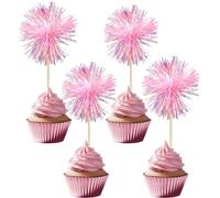 30 piezas cupcake topper fuegos artificiales rosa, decoración tarta para cumpleaños, boda y fiesta, topper para tarta y cupcake, decoraciones de tartas cupcakes para celebraciones,fiesta de Navidad