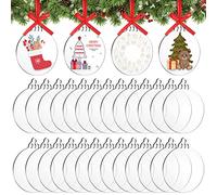 30 piezas de acrílico transparente círculos en blanco, disco acrílico transparente, círculo redondo, disco de plástico, hoja acrílica en blanco para vacaciones, adorno de Navidad, manualidades, Acrílico, Sin gemas.