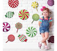30 Piezas de calcomanías de Navidad para Caramelos de Menta, Caramelos Coloridos, Recortes Redondos de piruletas, decoración de Fiesta de Dulces de Navidad para decoración de tablón de anuncios