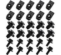 30 piezas de clips de protección contra el empotramiento para Nissan Qashqai 2014-2020, tornillos y tuercas de metal, soportes de plástico negro de repuesto para cubierta del motor y montaje de