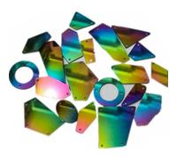 30 piezas de cristales transparentes de varios tamaños para coser, espejos, apliques de diamantes de imitación, parte trasera plana, acrílico, piedras para coser en ropa, costura, arcoíris, 60 pieza