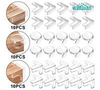 30 Piezas de Esquinas Protectoras Transparentes PVC, Protectores para Mesas y Muebles, Bordes Anticolisión con Adhesión Fuerte, Parachoques de Seguridad L/T/Redonda