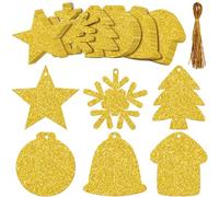 30 Piezas de Etiquetas de Papel Etiquetas de Lámina Dorado en Forma con Hilo Etiquetas Navideñas para Envoltura Decoración Manualidad Artesanía(Dorado,Divertido)