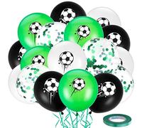 30 piezas de globos de látex de fútbol de 12 pulgadas/30,5 cm, globos de fútbol para aficionados al fútbol Juego de globos de cumpleaños de cinta para decoraciones de cumpleaños de niños con tema depo
