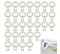 30 Piezas de Inserción para Abridor de Botellas de Metal, Abrebotellas Redondo con Tornillos, DIY de Abridor de Cerveza, Inserto para Abridor de Acero Inoxidable para Bares y Familias