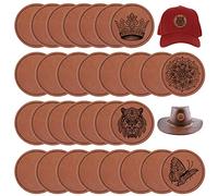 30 Piezas de Parches Ropa Termoadhesivos, Parches de Cuero Adhesivos de 6,4 cm con Parches Adhesivos de Cuero en Blanco para Sombreros Reparación de Tela Personalizada Suministros Láser para Cos