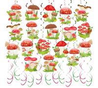 30 piezas de setas, espirales colgantes, decoración de hongos de hadas salvajes, serpentinas de techo, decoración de hongos del bosque para cumpleaños, baby shower, decoración de jardín del país de