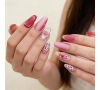 30 piezas de uñas postizas 3D con efecto de flor transparente de hielo, uñas artificiales ABS, cómodas de varios tamaños para varios usos, vida ocupada