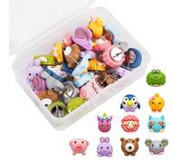 30 Piezas Divertidos de Animales Chinchetas para Corcho, Chinchetas Originales con Caja Transparente Mini Decorativo Chincheta para Tablones Anuncios, Paneles Corcho, Murales Fotos, Oficina