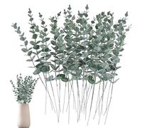 30 Piezas Eucalipto Artificial,Ramas Artificiales Decorativas Eucalipto Ramo Artificial Planta de Eucalipto Hojas Decorativas Artificiales,para Decoración de Hogar Oficina Bodas(Blanco Verde)