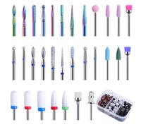 30 Piezas Fresas Torno para Uñas y 75 Piezas Bandas de Lijado de Uñas, 3/32" Profesional Fresas Torno para Uñas, Puntas de Lima para Uñas de Gel para Manicura Pedicura y Salón