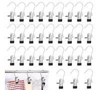 30 Piezas Gancho De LavanderíA PortáTil Giratorio de 360° Perchas, Ganchos con Clips Antideslizantes,Multifuncional Giratorio Perchas con Clip para Zapatos, Pantalones, Toallas, Sombreros, Negro