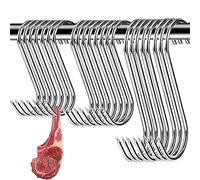 30 Piezas Ganchos para Carne, 13/15/20 cm de Carnicería en Forma de S de Acero Inoxidable - para Baño, Dormitorio, Oficina, Cocina, Tienda, Procesamiento de Carne