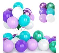 30 Piezas Globos Fiesta Sirena, 12 Pulgadas Metálico Oscuro Morado Verde Azul Teal Blanco Globos de Látex para Niñas Sirena Tema Fiesta Cumpleaños Baby Shower Decoraciones