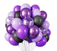 30 Piezas Globos Negro Morado, Morado Metálico Confeti Globo Latex, Globos De LáTex Morados Nacarados para Cumpleaños Boda Niños Baby Shower Fiesta Decoración