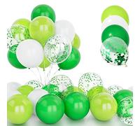 30 Piezas Globos Verdes, 12 Pulgadas Verdes Confeti Globos, Latex Helio Claro Oscuro Verde y Blanco Globos con Cinta para Cumpleaños Boda Niños Baby Shower Fiesta Decoración